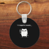 I Require Snacks Angry Cat Funny Meme  キーホルダー (正面)
