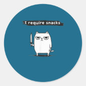 I Require Snacks Angry Cat Funny Meme  ラウンドシール (正面)