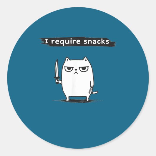 I Require Snacks Angry Cat Funny Meme  ラウンドシール (正面)