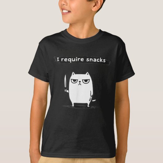 I Require Snacks Angry Cat Funny Meme  Tシャツ (正面)