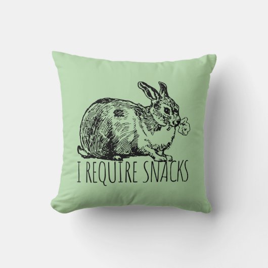 I Require Snacks Cute Bunny Rabbit クッション (正面)
