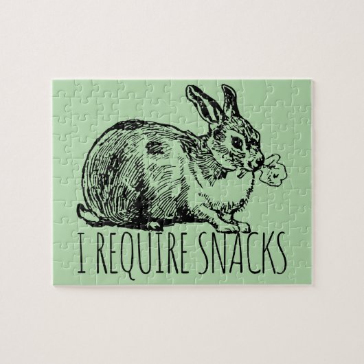 I Require Snacks Cute Bunny Rabbit ジグソーパズル (横)