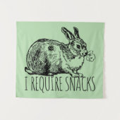 I Require Snacks Cute Bunny Rabbit タペストリー (正面(横))