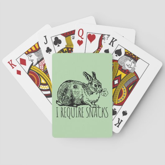 I Require Snacks Cute Bunny Rabbit トランプ (裏面)