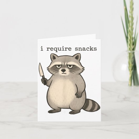 I Require Snacks Funny Mpy Raccoon Trash Meme Snac カード (正面)