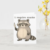 I Require Snacks Funny Mpy Raccoon Trash Meme Snac カード (黄色い花)