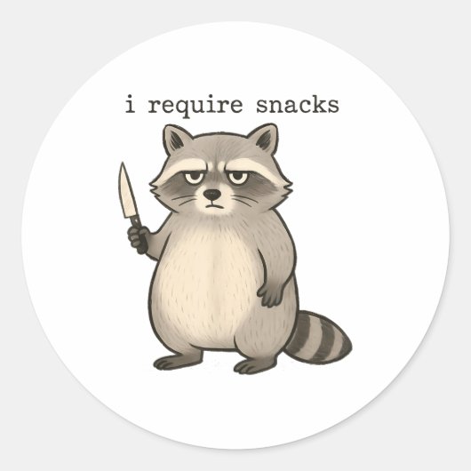 I Require Snacks Funny Mpy Raccoon Trash Meme Snac ラウンドシール (正面)