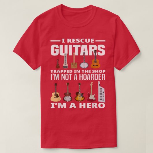 I Rescue Guitars Guitar Hoarder Guitar Collector G Tシャツ (デザイン正面)