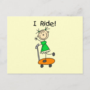 I Ride – スクーターの女の子 ポストカード