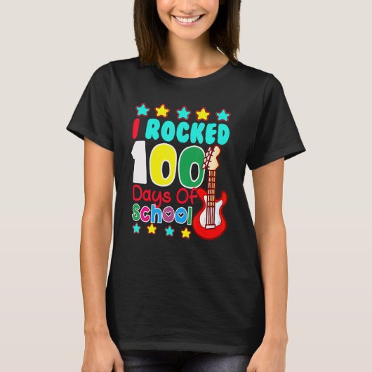 I Rocked 100 Days Of School Guitar Music 100th Da Tシャツ (正面)