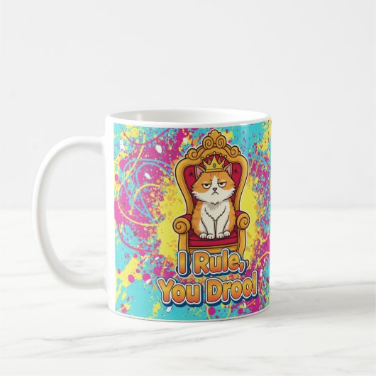 I Rule You Drool Funny Cat Design コーヒーマグカップ (左)
