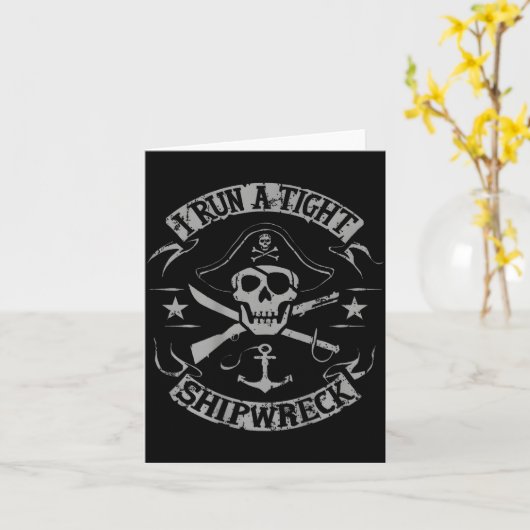 I Run A Tight Shipwreck Funny Rate Quote (on Back) カード (黄色い花)