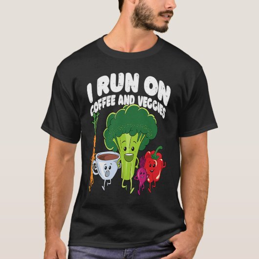 I Run On Coffee And Veggies Vegan Runner Vegetaria Tシャツ (正面)