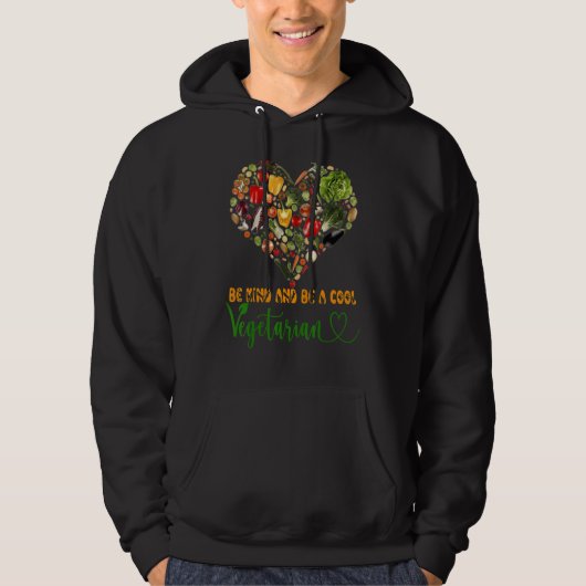 I Run On Veggie Be Kind And Be A Cool Vegetarian V パーカ (正面)