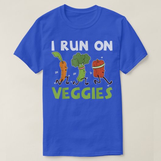 I Run On Veggies Fruit Vegetables Vegetarian T-Shi Tシャツ (デザイン正面)