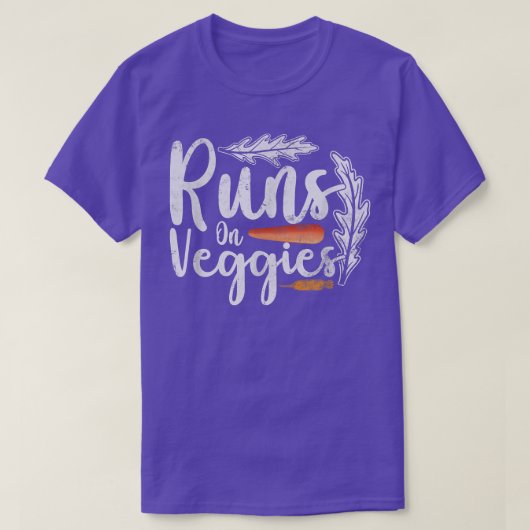 I Run On Veggies Funny Vegan Vegetarian Runner Veg Tシャツ (デザイン正面)