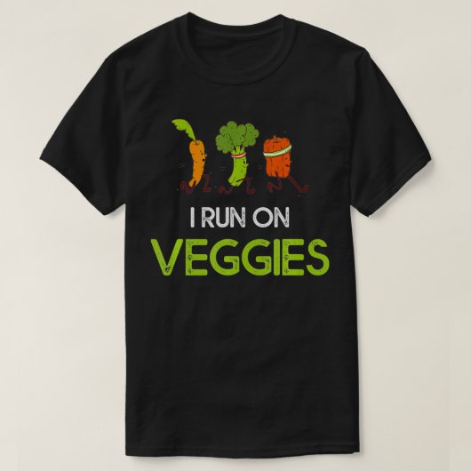 I Run On Veggies Vegan Runner Funny Vegetarian Gif Tシャツ (デザイン正面)