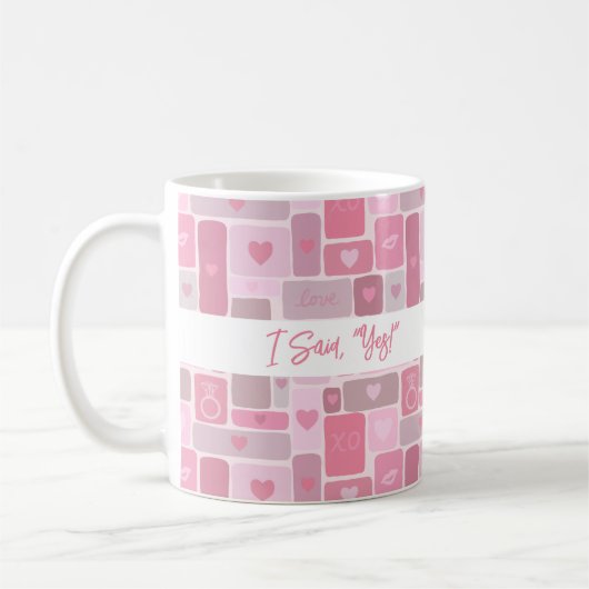 I Said Yes Pink Engagement Modern Script コーヒーマグカップ (左)