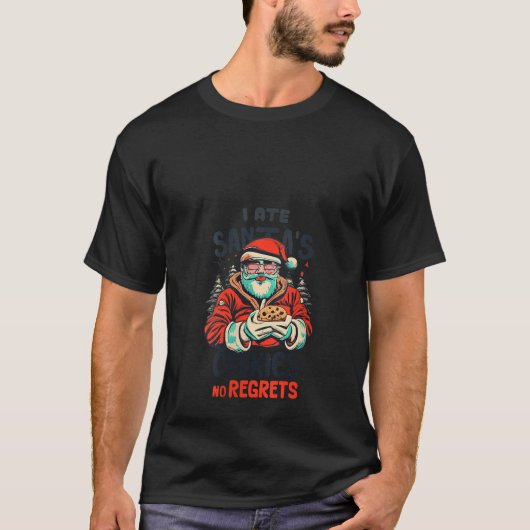 I Santa 食べs CookieクリスマスおもしろいキッズボーイズV Tシャツ (正面)