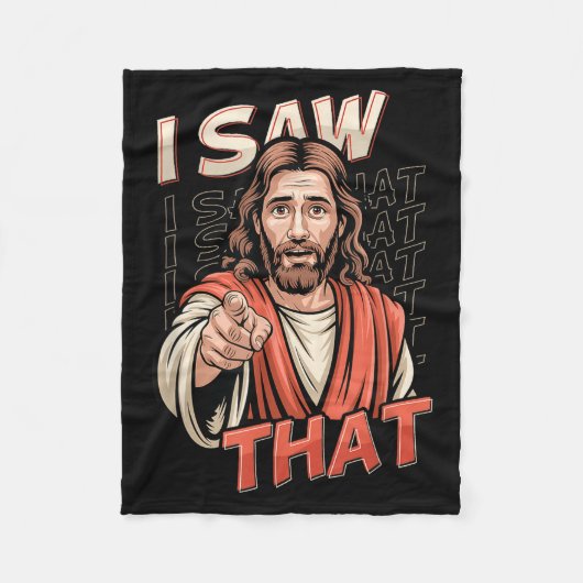I Saw That Funny Jesus Humor Sarcastic Jesus Quote フリースブランケット (正面)
