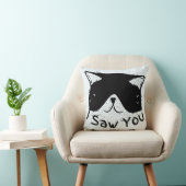 I Saw You 面白い猫 | 黒猫 | かわいい猫のミーム クッション (椅子)