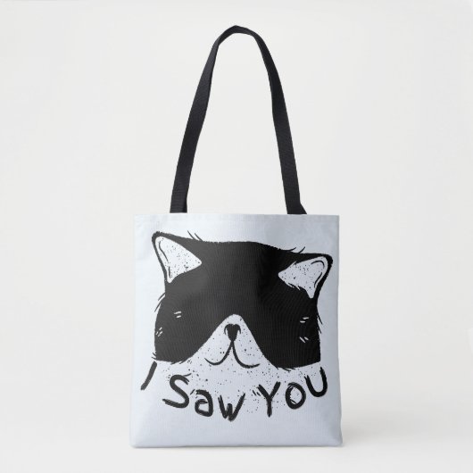 I Saw You 面白い猫 | 黒猫 | かわいい猫のミーム トートバッグ (正面)
