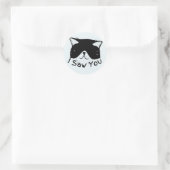 I Saw You 面白い猫 | 黒猫 | かわいい猫のミーム ラウンドシール (バッグ)