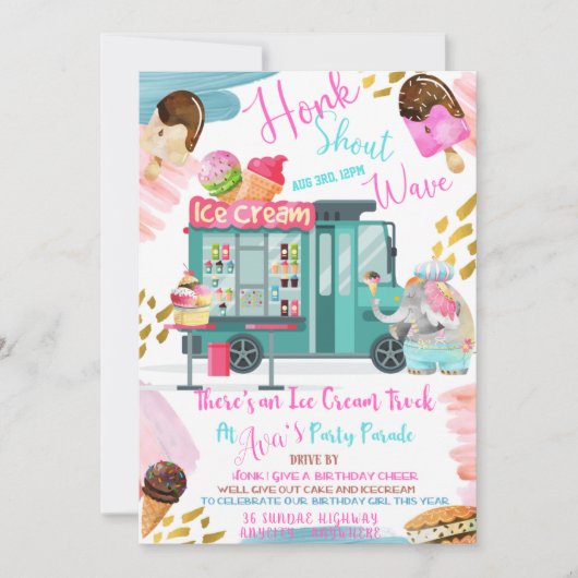 I-Scream誕生日招待状カード (正面)