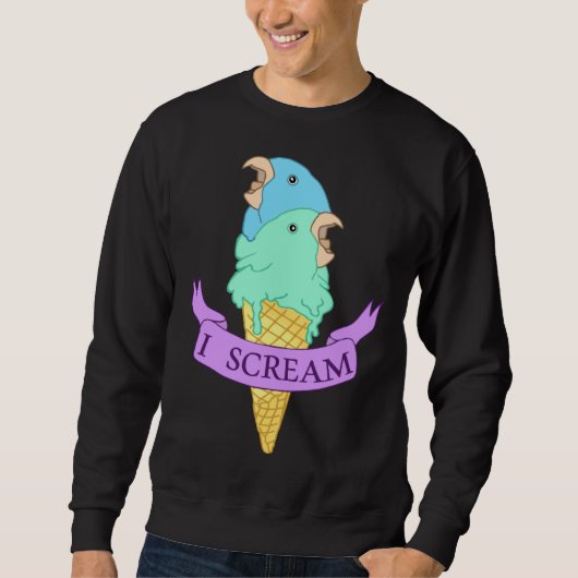 I scream Blue Parrotlet Ice cream Turquoise parrot スウェットシャツ (正面)
