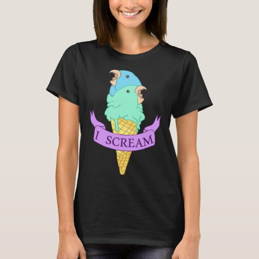 I scream Blue Parrotlet Ice cream Turquoise parrot Tシャツ (正面)