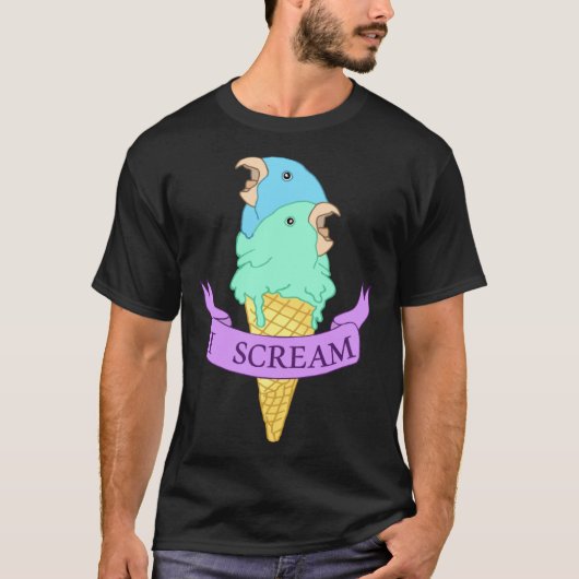 I scream Blue Parrotlet Ice cream Turquoise parrot Tシャツ (正面)