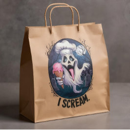 "I Scream" Funny Ghost Chef Halloween Ice Cream St シール