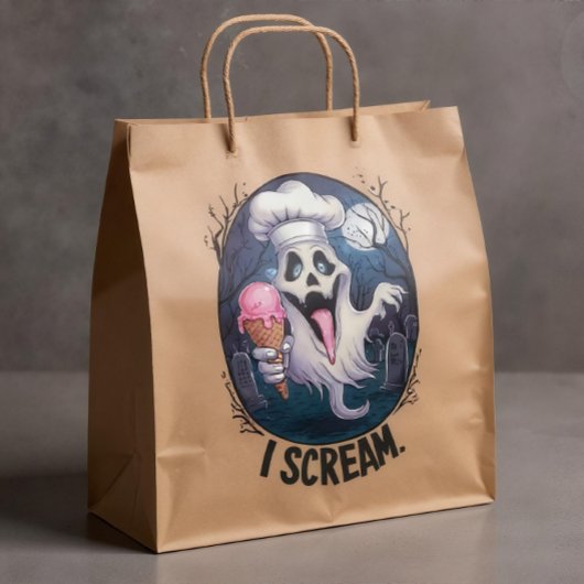 "I Scream" Funny Ghost Chef Halloween Ice Cream St シール