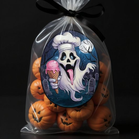 "I Scream" Funny Ghost Chef Halloween Ice Cream St シール