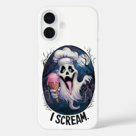 "I Scream" Funny Ghost Chef Halloween Ice Cream St iPhone 16ケース