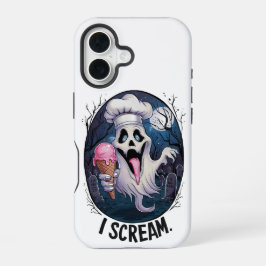 "I Scream" Funny Ghost Chef Halloween Ice Cream St iPhone 16ケース