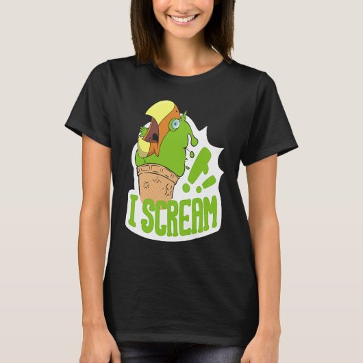 I Scream Ice Cream Parrot Screaming for Cockatiels Tシャツ (正面)