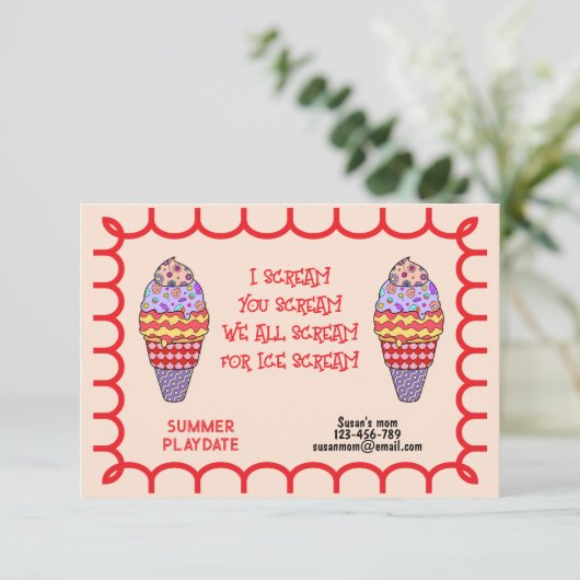 I Scream Playdate Invitation 招待状 (スタンド正面)