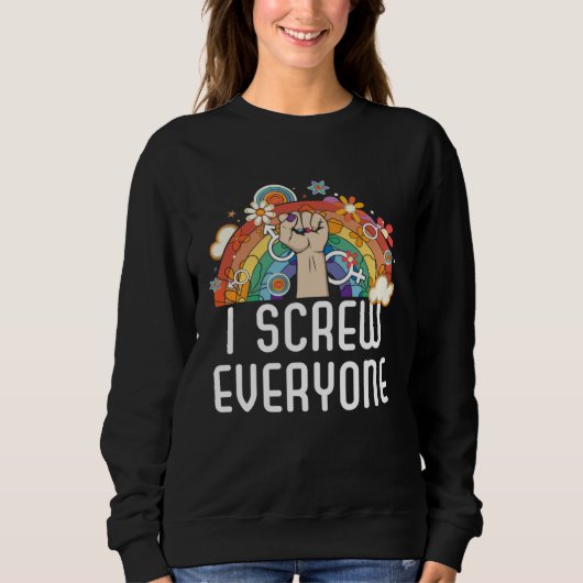 I Screw Everyone Bisexual Rainbow Pride Bisexualit スウェットシャツ (正面)