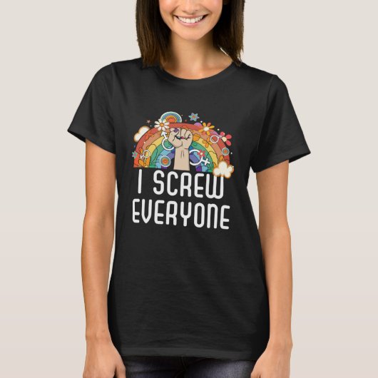 I Screw Everyone Bisexual Rainbow Pride Bisexualit Tシャツ (正面)