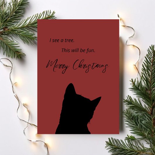 I See a Tree This Will Be Fun Funny Cat Christmas カード
