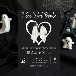 「I See Wed People」ゴシックゴーストハロウィンウェディング 招待状