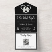 「I See Wed People」ゴシックゴースト ハロウィン ウェディング オールインワン招待状 (内側)