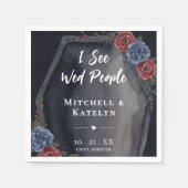 I See Wed People Coffin Floral Gothic Wedding スタンダードカクテルナプキン (正面)