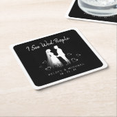 I See Wed People Gothic Ghost Halloween Wedding スクエアペーパーコースター (アングル)