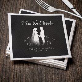 I See Wed People Gothic Ghost Halloween Wedding スタンダードカクテルナプキン