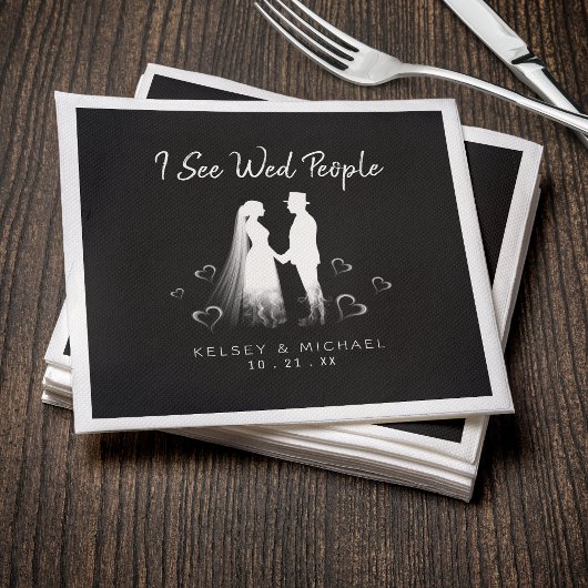 I See Wed People Gothic Ghost Halloween Wedding スタンダードカクテルナプキン