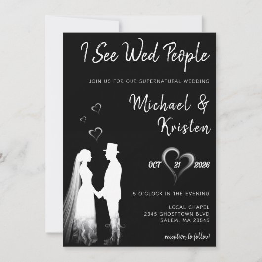 I See Wed People Gothic Ghost Halloween Wedding 招待状 (正面)