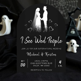 I See Wed People Gothic Ghost Halloween Wedding 招待状