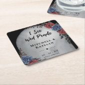 I See Wed People Headstone Floral Gothic Wedding スクエアペーパーコースター (アングル)